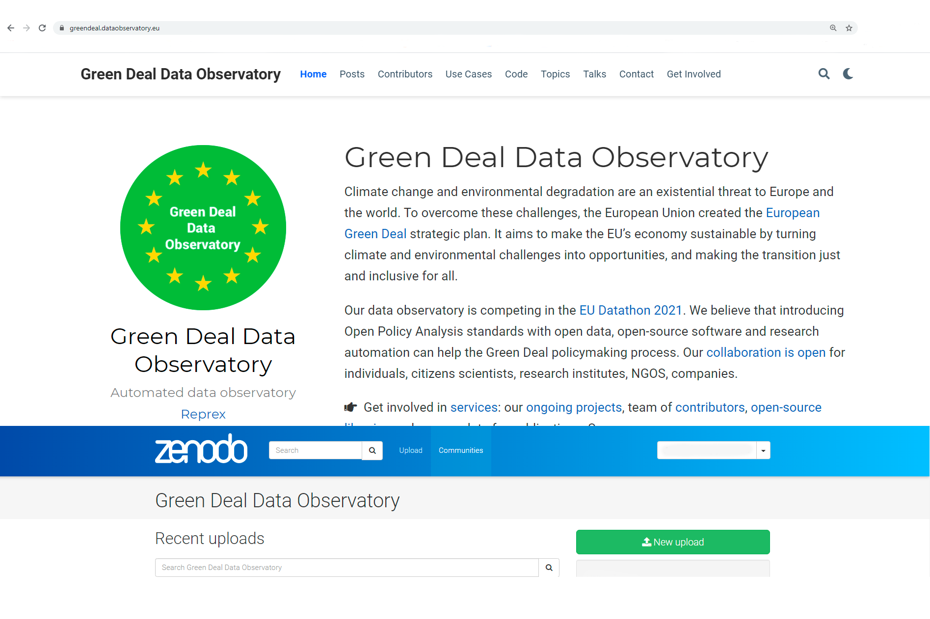 Join our open collaboration Green Deal Data Observatory team as a [data curator](/authors/curator), [developer](/authors/developer) or [business developer](/authors/team), or share your data in our public repository [Green Deal Data Observatory on Zenodo](https://zenodo.org/communities/greendeal_observatory/).
